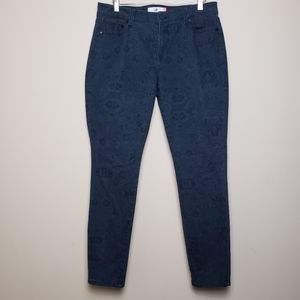 CABI Dark Wash Floral Printed Jeans